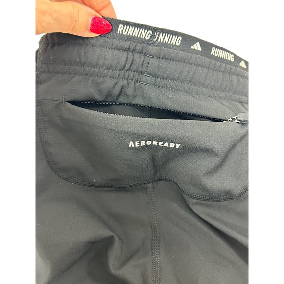 Adidas Men’s Running Shorts Black White Triple Stripes S 9” Back Zip Pocket Logo - Picture 16 of 16